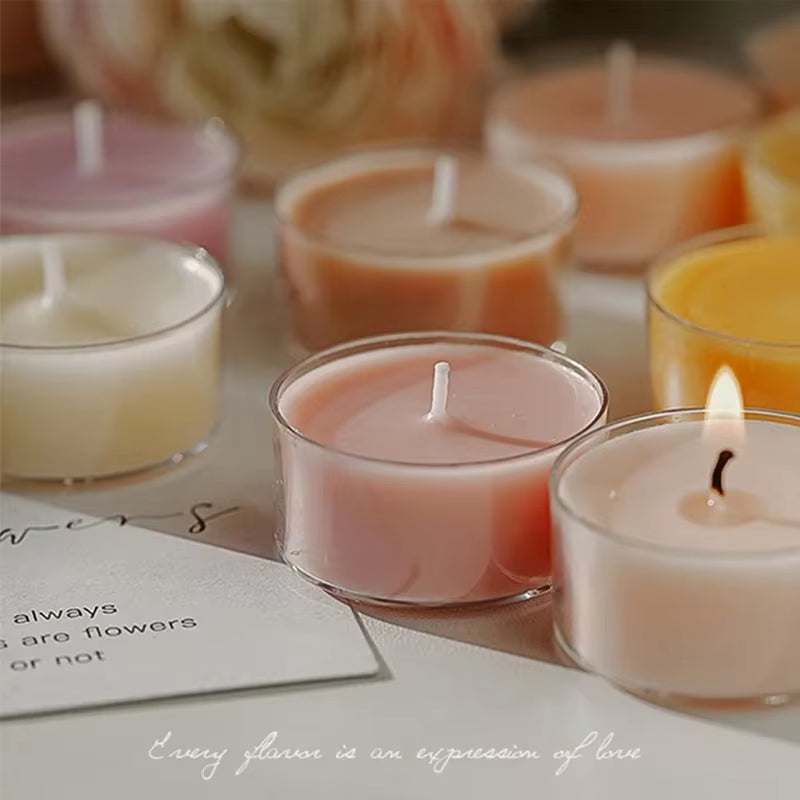 1/5Pcs Wholesale Colorful round Small Tea Wax Fragrance Gift Ambience Wedding Companion Gift Handmade Scented Candles Decorative