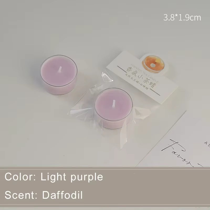 1/5Pcs Wholesale Colorful round Small Tea Wax Fragrance Gift Ambience Wedding Companion Gift Handmade Scented Candles Decorative