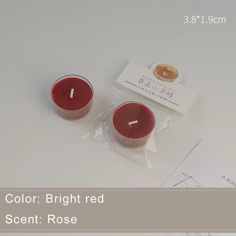 1/5Pcs Wholesale Colorful round Small Tea Wax Fragrance Gift Ambience Wedding Companion Gift Handmade Scented Candles Decorative