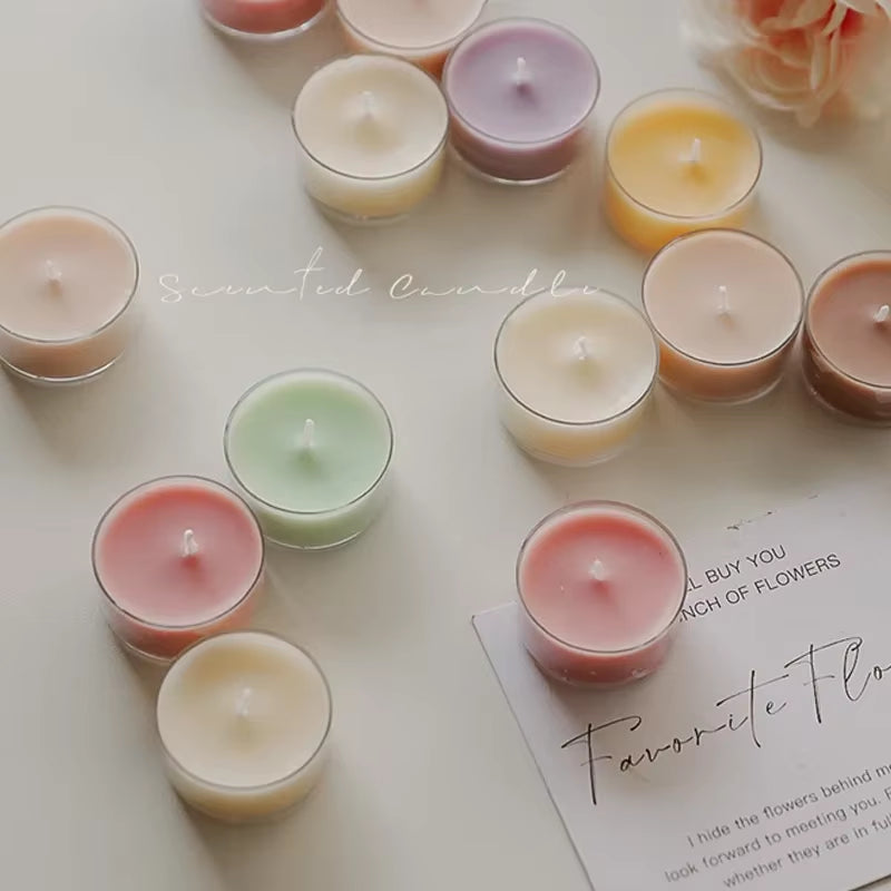 1/5Pcs Wholesale Colorful round Small Tea Wax Fragrance Gift Ambience Wedding Companion Gift Handmade Scented Candles Decorative